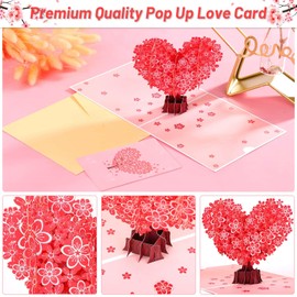shynek Valentine's Day 3D Pop Up Love Card, Valentine Card Heart Tree Anniversary, Wedding Love Card for Girlfriend, Her, Wife, Husband, Parents, Engagement, With Message Note & Envelop