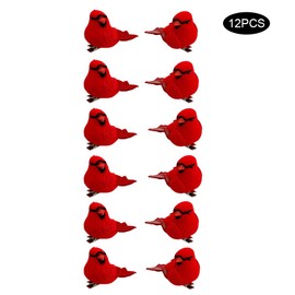 12pcs Artificial Cardinal Bird Feathered Christmas Cardinal Clip on Tree Ornaments Mini Red Cardinal Ornaments Fake Red Birds Cardinals Decor for Christmas Tree Wreaths Garland Decoration(12PCS)