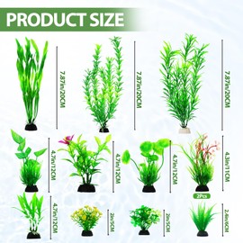 CousDUoBe 12pcs Fish Tank Accessories Aquarium Decorations Green Plants, Green Fish Tank Decorations Plant, Fish Tank Decor, Aquarium Decor Plastic Plants