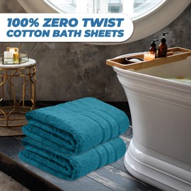 Towelogy® Premium Bath Towels 100% Egyptian Cotton Zero Twist Super Soft & Highly Absorbent Bathroom Towel Tear Resistant Strength 70 x 120cm | OEKO-TEX CERTIFIED & Eco-friendly (Teal Blue, 1)