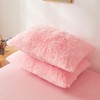 Fluffy Faux Fur Pink Comforter Cover Set Queen - Ultra