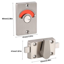 Jerliflyer Bathroom Toilet Lock, Toilet Door Lock Stainless Steel Bathroom Lock with Display Latch and Bolts - For Bathrooms, Toilets and Public Toilets