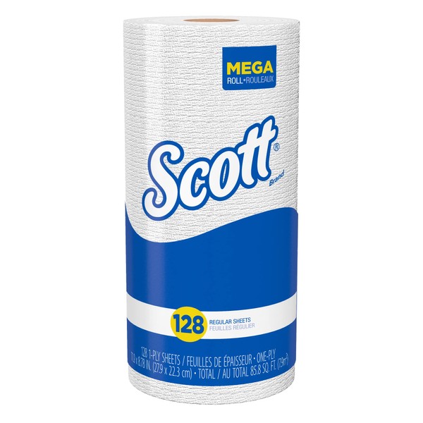 Scott® Kitchen Roll Paper Towels, 8 3/4" x 11", White, 128 Sheets