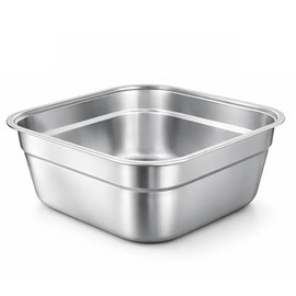 Cuenco de acero inoxidable, tina cuadrada grande para fregadero de cocina, lavabo de lavado de verduras de 11.3 pulgadas de ancho con borde liso, reci