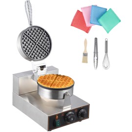 Litake Commercial Waffle Cone Maker 1200W 110V Stainless Steel Electric Ice Cream Cone Maker Machine with 8.3” Non-stick Baking Tray, Temperature & Time Control for Restaurant, Coffee Shop