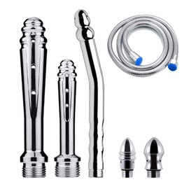xocome Shower Shower with 3 Shower Heads, Shower with 59 Inch Shower Hose and 3 Piece Kit, Enema Syringe Set for Women Men (Silver)