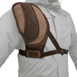 WAYNE'S DOG Ambidextrous Shooting Recoil Field Shield, Suede Leather Canvas Shotgun Shoulder Recoil Pad Shirt (#1 Righty Chest - Coffee)