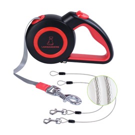 Chew Proof Retractable Dog Leash with 2 Heavy Duty Anti-Chewing Wire Ropes, 16FT Leashes 360 Tangle Free for 2 Dogs, Dual Dog Lead for Small/Medium/Large Dogs