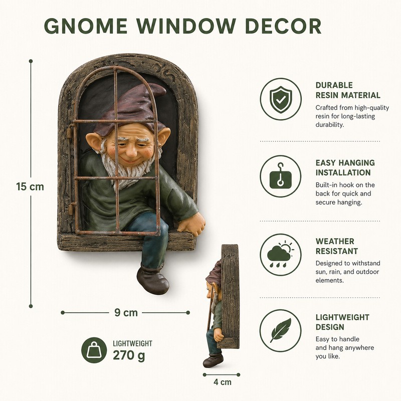 Tree Hugger Gnome Statue for Outdoor Decor – Funny Resin