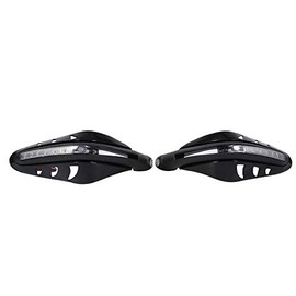 KIMISS Protector para manillar de moto, con luces LED, universal, 1 par, negro - Manoplas protectoras para manos, diseño resistente