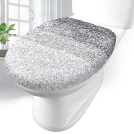 Arotive Soft Microfiber Bathroom Toilet Lid Cover, Machine Washable Seat Covers, 17.5 x 15, Stays in Place Rubber Backing, Fits Most Round, Elongated and Oblong Lids, Accessories Decor, Light Grey