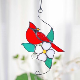 Cardinal Stained Glass Window hangings Cardinal Bird suncatcher Bird Stained Glass Flower Cardinal suncatcher Cardinal Gifts