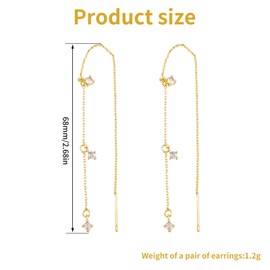 Mikovivi Gold Dangle Earrings for Women, Delicate Long Hanging Chain Pendant Drop Dangler Trendy Zircon Threader Earrings Jewelry Accessories Gifts for Wedding Prom Birthday