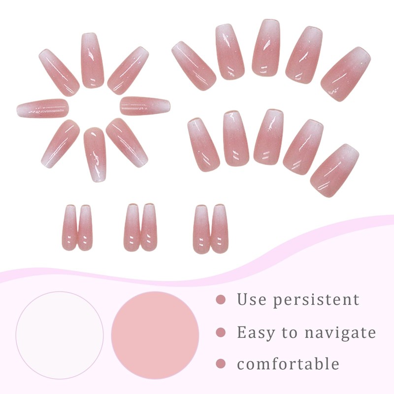 Hebterrka 24 Pieces Press On Nails Fake Nails Short Square