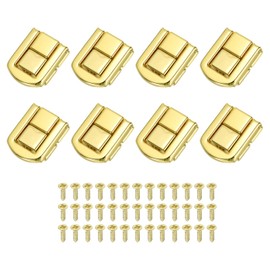PATIKIL Toggle Catch Lock 1" x 0.8", 8Pack Metal Hasp Latch Rectangle Retro Style Clasp Latch for Jewellery Box Decoration Suitcase Toolbox, Gold