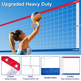 LAO XUE Volleyball Net Outdoor,Upgraded Professional Heavy Duty Weatherproof with Steel Cable,Thick Borders Regulation Size 32x3FT,Durable and Stable for Backyard