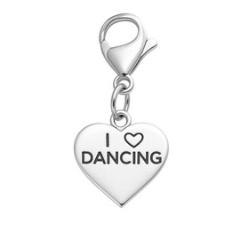 Sportybella Dancing/Ballet Clip on Charm, Zipper Pull, Purse/Lanyard/Case/Bracelet Charm, Dance Charms for DIY Jewelry Making Gifts for Dancers and Ballerinas (Dancing Heart Silver)