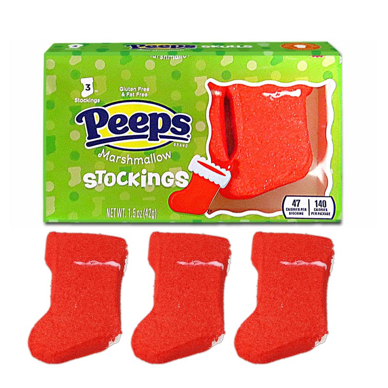 Peeps Marshmallow Candy Christmas Packs, Sugar Coated Character Shaped Marshmallows