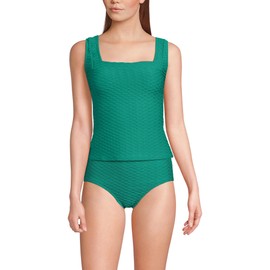 Lands' End Women's Texture Square Neck Tankini Swimsuit Top Medium Island Emerald
