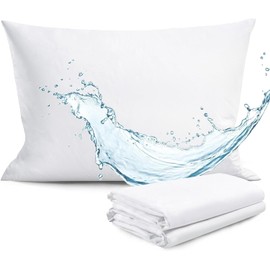 FAUNNA Waterproof Pillow Protectors Zippered Pillow Covers Soft Comfortable Sateen 100% Long-Staple Cotton, Quiet and Breathable Pillowcase King Size 2 Pack