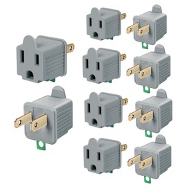 TENINYU Grounded Adapter 3-Prong to 2-Prong Outlet Converter - 3 Pin to 2 Pin Plug Socket Adapter Extension for Electrical Cord,Household,Workshops,Industrial,Machinery (10 Pack Grey)