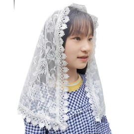 YHDDYG Girls Mantilla Veil Catholic Infinity First Communion Veil for Girls Flowergirl Veils Catholic Head-wrap for Girls C1 (Ivory Veil)