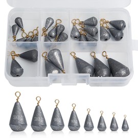 Realure 25pcs/8 Size Fishing Lead Set 2g 3g 5g 7g 10g 15g 20g 30g Sinker Lead Fishing, Pear Lead Ground Lead Fishing, Dropshot Lead for Sea Fishing, Saltwater Freshwater