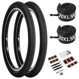 yeesport 2 Pack 20x1.95 Bike Tire and Tube Set,Foldable 20 Inch Bike Tire, 20 x 1.95 Bike Tires & 20x1.95 Bike Tubes with Repair Kit, Mountain Bike Tire Replacement Set with Inner Tubes