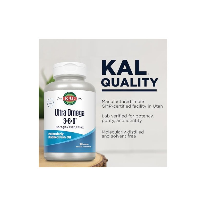Kal Ultra Omega 3-6-9 -- 100 Softgels by Kal