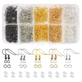 TOAOB Earring Making Kit 1350pcs Jewellery Making Accessories Kit Mixed Colors 18mm Earring Hooks Ear Wires French Wire Hooks and Jump Rings for Earring Making and Repair