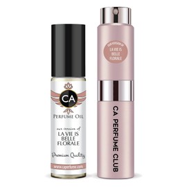 CA Perfume Duo Impression of La Vie Belle Florale For Women Perfume Layering Set Long Lasting Travel Size EDP + Body Oil Roll-On Bottle 0.27 Fl Oz+0.33 Fl Oz