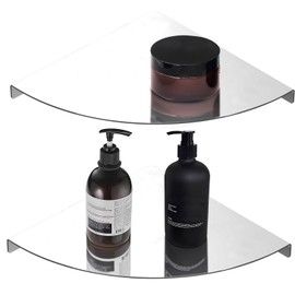 Biutimarden 2PC Corner Shelves 304 Stainless Steel Bathroom Shower Shelves Waterproof Wall Mounted Heavy Duty Shower Corner Shelves for Bathroom and Bedroom(Chrome, 2 PC)