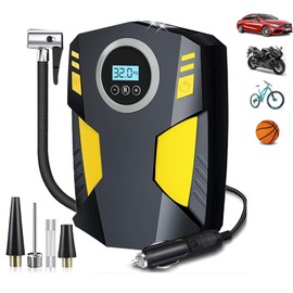 Compresor de Aire Portatil, 12V 150PSI Inflador de Llantas Digital Automatico para Auto, Inflador de Llantas con Pantalla LCD y Luz LED, Bomba De Aire Portatil para Auto, Moto, Bicicletas, Baloncesto