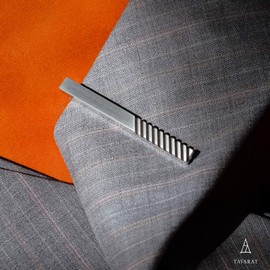 Tabarat Tps-061 Men's Tie Clip, Made in Japan, Brass, Striped, Regimental, Alligator Type, Fabric Metal Plated Brass Fabric Metal