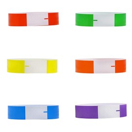 Ruwado 60 Pcs Paper Wristbands Multi Color Neon Waterproof Lightweight Adhesive Identification Wristbands Bracelets for Concert Game Events Parties