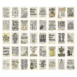 40 Piece Bible Page Verse Collage Kit - Christian Gift, Teen Room Wall, Dormitory Bedroom Decorations, Vintage Aesthetic, 4x6 Professional Photo Prints