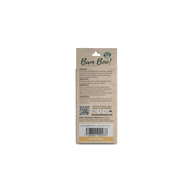 20 Pack Jabón Artesanal Natural Miel Avena 100 G Bam