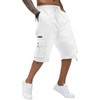 Mens Cargo Shorts Cotton Elastic Waist Capri Knee Length Multi