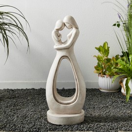 Glitzhome Modern Abstract Sculpture Hugging Mommy and Baby Garden Statue Indoor and Outdoor Decoration, 24.75" H
