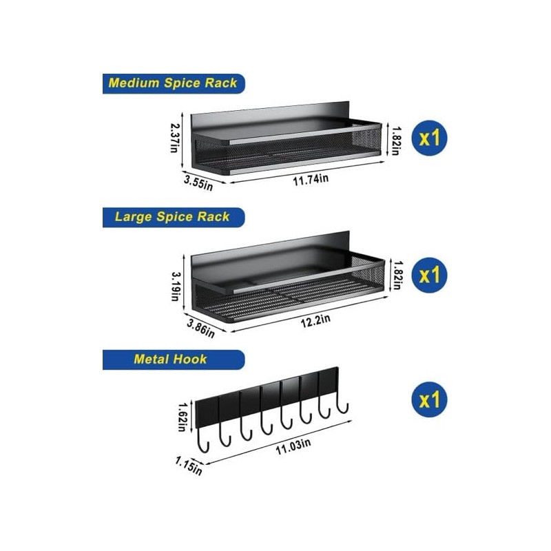realdeals 3-Pack Magnetic Organizer Rack for Refrigerator – Movable Shelves