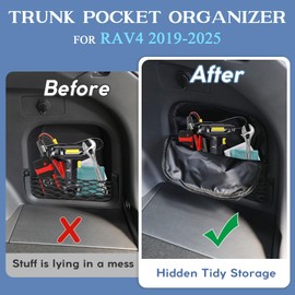 KIMCARLEY Trunk Organizer Multifunction Backpack, Upgrade Design Trunk Cubby Storage bag, Cargo Side Pocket Backseat Organizer For Toyota RAV4 accessories 2019-2025, Shopping, Camping Black, 1 pc