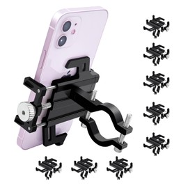 NineLeaf 8PCS Anti-Theft Waterproof Motorcycle Phone Holder Bike Phone Mount, Aluminum Bicycle Phone Holder, Phone Clip for Electric Scooter Compitable for 2.2"-3.7" Phone 90°180°270°360° Rotating