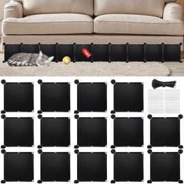 Under Couch Bed Blocker for Pets,14 pcs Toy Blockers for Under Furniture Keep Dog/Cat Off Couch Double Fixation Durable Detachable Pet Blocker,11.8" L 11.8" H Black