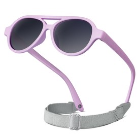 RIVBOS Baby Wrap Polarized UV400 Sunglasses - Soft Frame with Secure Strap for Infant and Newborn (0-24 Months) Purple&Grey Lens RBK068