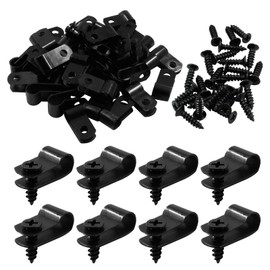 Bivethoi 120 PCS R-Type Cable Clip Wire Clamp, 1/4" Black Screw Mounting Clips Nylon Screw Mounting Cord Fastener Wire Conduit Clamp for Wire Management