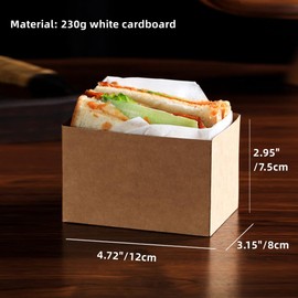 XZJMY 50 Pack Paper Take Out Containers,Mini Burger Boxes,Toast Holding Bread Tray, Sandwich Hot Dog Donut Egg Waffle Packaging Box for Take Out Food Containers (M-Cowhide), White,Coloured,Cowhide