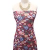 Red Periwinkle Medium Floral Pattern Printed Stretch Poly Power Mesh