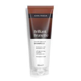 John Frieda Brilliant Brunette Colour Vibrancy Shampoo 250ml. Brown Hair Care with Tone Depositing Support for Rich Shine and Brunette Hair Routine