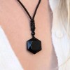 Black Obsidian Hexagram Pendant Necklace Healing Protection Crystal Jewelry