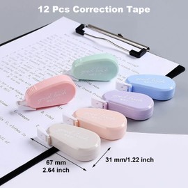Paifeancodill 12 Pcs Tape Colored Cute Correction Tape for Note Taking, Marking, Crafting, Office and School, Instant Correction Wrong Writing